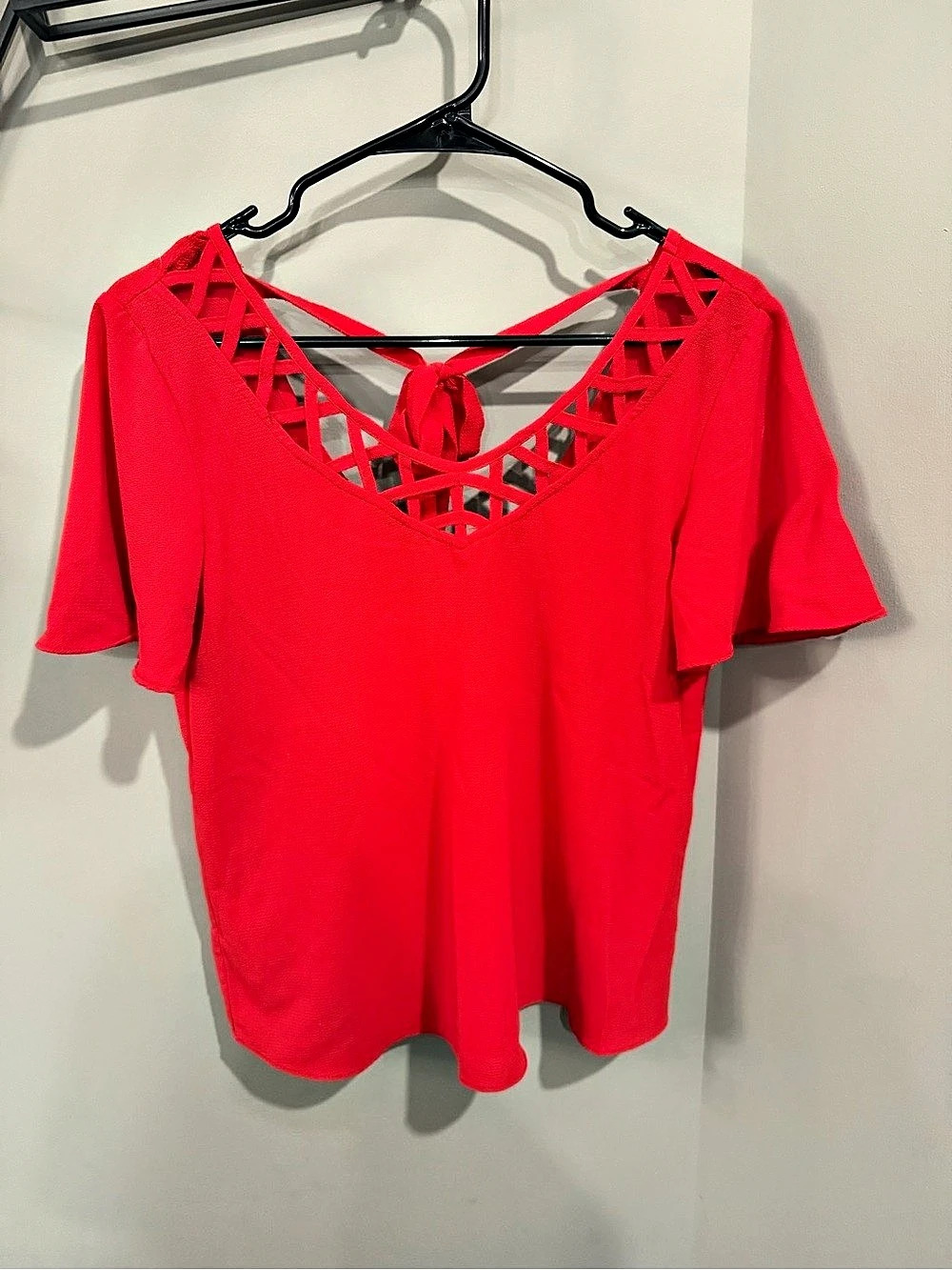 Charming Charlie Red V-Neck Blouse